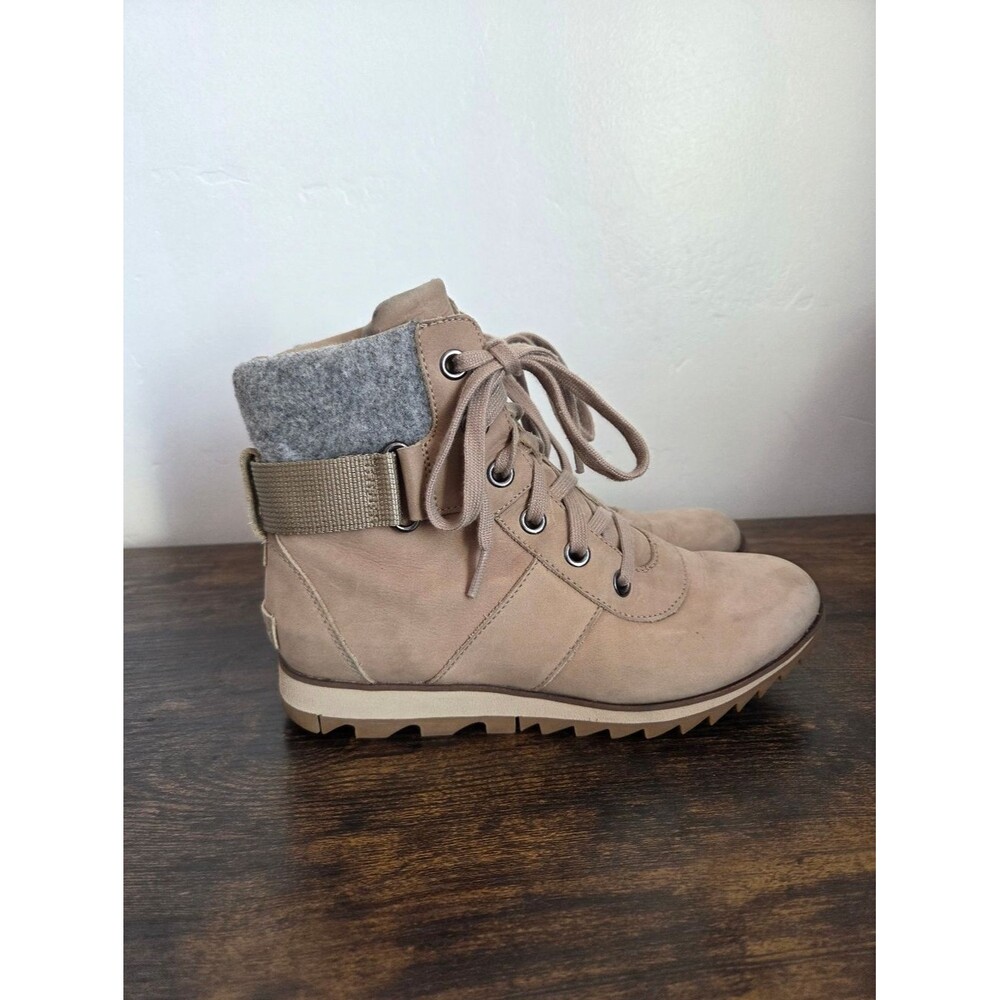 Sorel Lennox Boot Leather Tan Brown Mid Calf Outdoor Gorpcore Utility Women 7.5